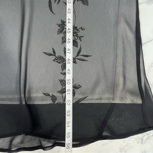 Vintage Y2K Express Sheer Mesh Overlay Black White Floral Maxi Dress Bias Cut - Picture 8 of 10